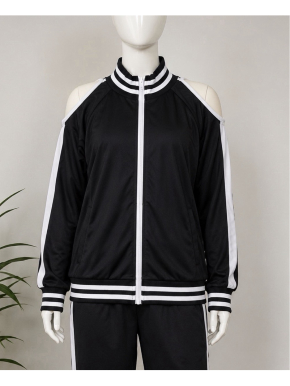 Vintage Y2K Black White Track Jacket Zip Up Women’s 3XL